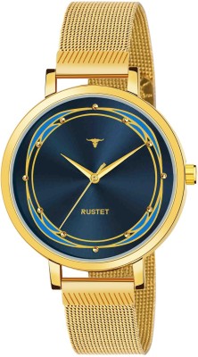 RUSTET LD-L02-BLU-CH LD-L02-BLU-CH Gold Mesh Strap Girls Analog Watch  - For Women