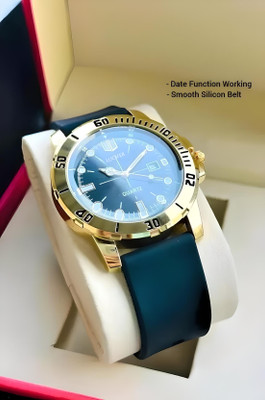 Lucifer DRM25 GOLD BLACK silicon men watch Premium Men's Watch Round Dial with Date Feature & Smooth Quality Silicone Strap Analog Watch  - For Men