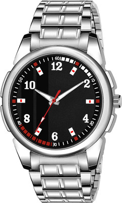 SHURAI Black watch for men & boys Silver Steel Chain Day & Date Feature Dial Analog Watch  - For Men