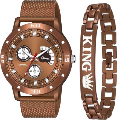 Alkhwatches Black Unique Formal Look stylish Dial & King Bracelet Combo Watch For Men & Boy Analog Watch  - For Boys