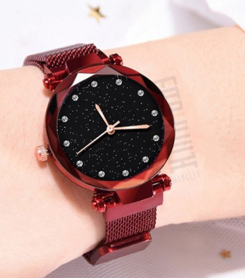 Marclex Magnet Mesh Watch Color New Luxury Mesh Sparkling 12 Diamond Magnetic Strap Magnet watch Red Girls and Women Latest Wrist watch Stylish latest design New Arrival Best Designer Hot Selling Top Trending Unique Festive style watch for Women’s watch for girl's watch for womens watch for girls wa