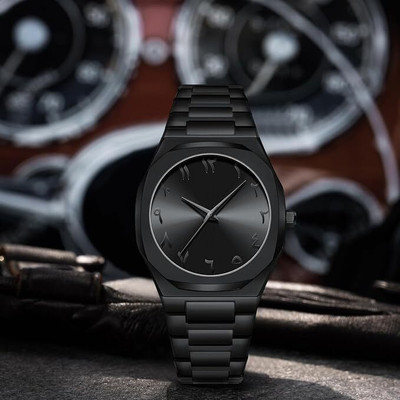 ABREXO Abx-Urdu Black Watch Matte Black Minimalist Watch, Arabic Numerals, Aura Men's Analog Watch  - For Men
