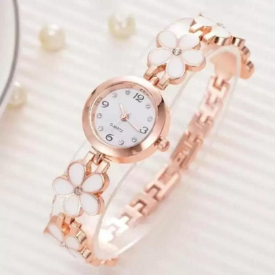 Haifun Flower hf 55 Stylish Fashion Female Clock with White Color Flower Strap Watch Analog Watch  - For Boys & Girls
