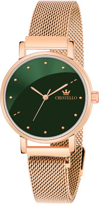 CRESTELLO CR-RG152-GRN Rose Gold Plated Mesh Chain Analog Watch  - For Women