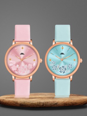 Shocknshop Ladies Printed Flower Design Dial Fashion Combo Watch For Women And Girls Analog Watch  - For Women