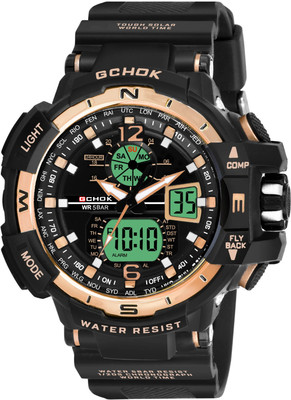 Benling GCHOK Benling BL-GC-005-ORNG-BLK Ana-Digital Multifunctional Watch Stopwatch Alarm Luminous Light for Men Analog-Digital Watch  - For Boys