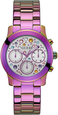 GUESS Multifunction Silver Dial With Stones Analog Watch  - For Women
