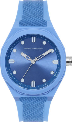 French Connection Flex FLEX FW25 Men’s Analog Watch, 43mm Blue Silicone Strap, Sunray Blue Dial Analog Watch  - For Men