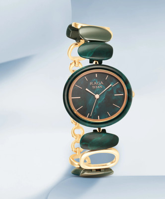 Titan 95146KD02 Titan Raga Ceramics Quartz Green Round Dial Women's Analog Watch / NS95146KD02 Analog Watch  - For Women