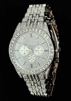 TechBone Womens watch silver diamond beautiful pretty gorgeous stylish elegant watch watch Analog Watch  - For Women