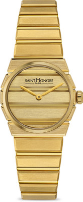 Saint Honore Paris New Collection ODEON ROUND SUNRAY IP GOLD DIAL QUARTZ 2 HANDS Analog Watch  - For Women