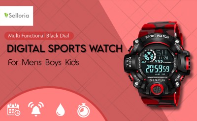 selloria Red Strap 7 Lights Digital Watch - For Boys Digital Watch  - For Boys & Girls