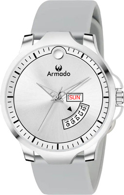 ARMADO AR-MH-1381447-Silver Day And Date working Silicon strap Comfortable analog watch for Boys Analog Watch  - For Men