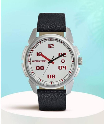 WIZARD TIMES Formal and Party Wear Watch for Men Men Watch Black Leather Strap White Dial Formal Watch Water Resistant Analog Watch  - For Boys