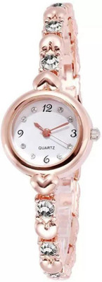 RareEagle Rich Look Rose Gold Heart Stone Analog Watch Analog Watch  - For Girls