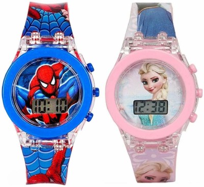 Styleflix Pink Barbi and Spiderman Collection Watch For Small Children kids glowing watch Digital Watch  - For Boys & Girls