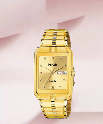 hmt QUARTZ Water Resistant Day & Date Series Golden Plating Golden Metal Wrist Watch Analog Watch  - For Men