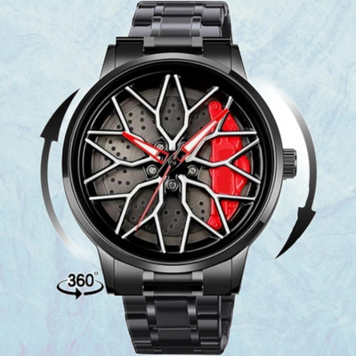 Amience Spinning car wheel rotating gyro red watch Car wheel watch | Spinning watch | Roatating watch | Gyro watch | Red watch Analog Watch  - For Men