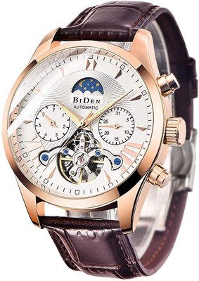 OVERFLY BIDEN Mens Watch Automatic Mechanical Skeleton Dial Luxury Wrist Watch For Men Analog Watch  - For Men