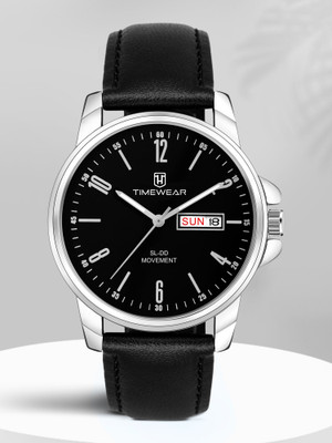 TIMEWEAR 308BDTG TIMEWEAR New Track Number Dial, Day & Date, Black Leather Strap Analog Watch  - For Men