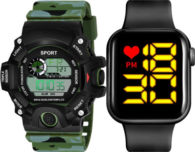 Flipstar Comfortable Stylish Sports Day & Date Kids Combo Smart Square Led Watch Digital Watch  - For Boys