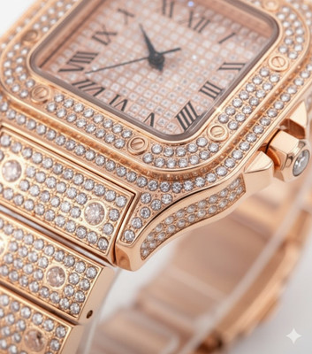 LOOFTRADER WW65 Elegant Rose Gold Crystal Link Bracelet Watch Analog Watch  - For Men & Women