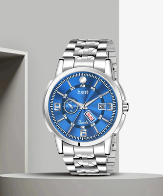 hsnt HT-7008 Analogue Men's Watch (Blue Dial Silver Colored Strap) Analog Watch  - For Men