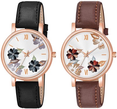 WiseWalker Combo Pack of 2 Women & Girls Classic Black & Maroon Leather Strap Analog Watch  - For Girls
