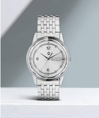 WIZARD TIMES Formal and Party Wear Watch for Men Men's Watch Silver Stainless Steel Strap Silver Day & Date Dial Water Resistant Analog Watch  - For Boys