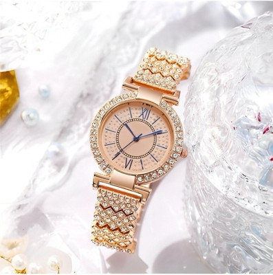 Agg traders AT15 New girls trending round dial diamond studded watch Analog Watch  - For Girls