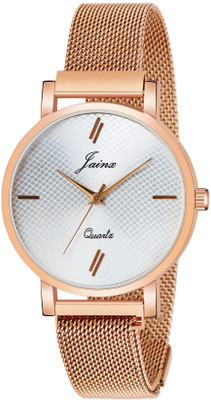 JAINX Rose Gold Mesh Magnet Chain Analog Watch  - For Women