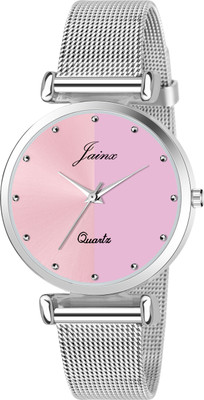 JAINX JW-672 Pink Dial Steel Mesh Chain Analog Watch  - For Women