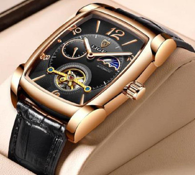 OVERFLY OVERFLY LIGE Black Dial Automatic Mechanical Luxury Analog Watch  - For Men