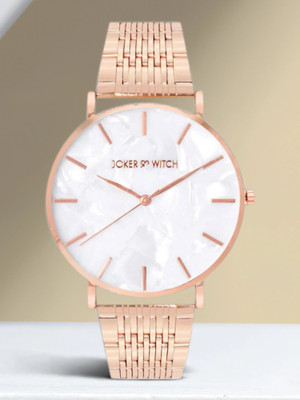 Joker & Witch Signature Rosegold 40mm White Dial Stainless Steel Watch for Women Analog Watch  - For Women