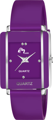 MAAN INTERNATIONAL Cho.248 New Professional Square Dial Purple PU Strap Wrist Analog Watch  - For Girls