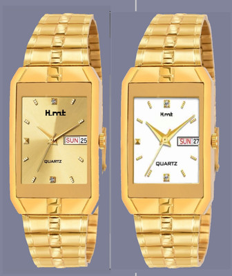 HLMT Analog Watch- Day & Date Original Gold Plated Adjsutable Bracelet Quartz Analog Watch Analog Watch  - For Men