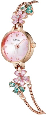 ORSGA Fleur Bracelet Watch ORSGA Women FLEUR Pink Green Dial Flower Chain Analog Watch  - For Women