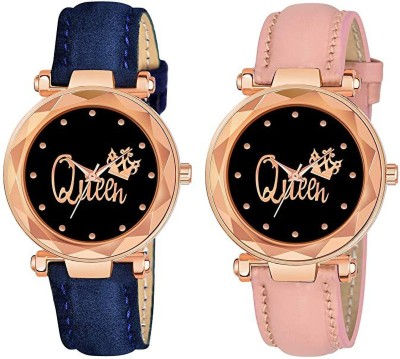 R AND P ENTERPRISE Latest queen dial leather belt watch for girls or women Stylish Professional Watch Analog Watch  - For Girls