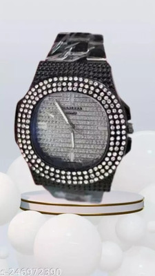 Mountain Brothers WATCHVERSE Black chain Diamond Watch For Unisex Fashion Analog Watch  - For Men
