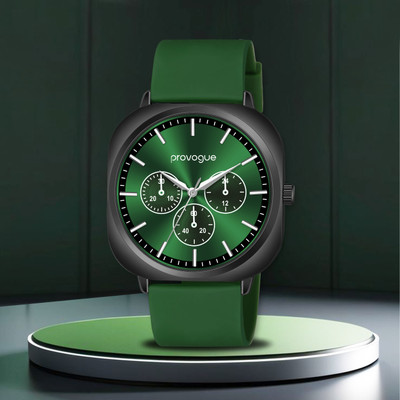 PROVOGUE Modern Analog Timepiece with Radiant Green Face Soft Silicone Strap Analog Watch  - For Men