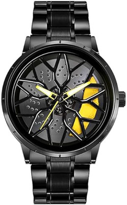 elivor Spinning car wheel rotating gyro red & black watch ELIVOR FASHION Spinner Watch | Rotating Gyro Watch | Red & Black Analog Watch Analog Watch  - For Men