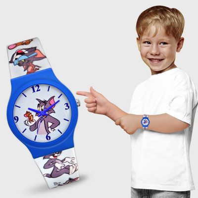 Loretta LT-728 Tom & Jerry Cartoon Dial with Blue Printed Silicone Strap Waterproof Kids Analog Watch  - For Boys