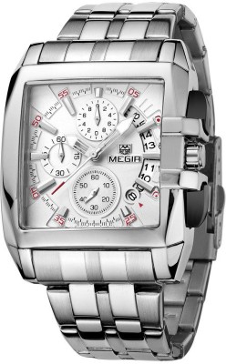 MEGIR 2018-Silver chronograph Luxury Analog Watch  - For Men