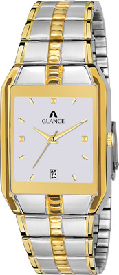Aglance 9151BM SILVER GOLD PLATED DATE FUNCTIONING WHITE DIAL WATCH 9151BM SILVER GOLD PLATED DATE FUNCTIONING WHITE DIAL WATCH Analog Watch  - For Men