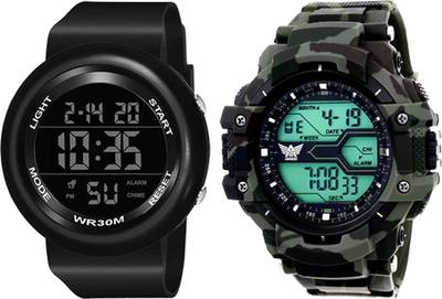 ABREXO Army Pattern Digital Sports Wrist Watch Combo For Boys