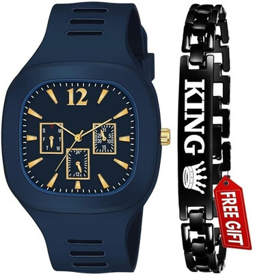 dmash Square DIAL Analog Silicon Strap Designer Analog Watch for Boys with bracelete Analog Watch  - For Men