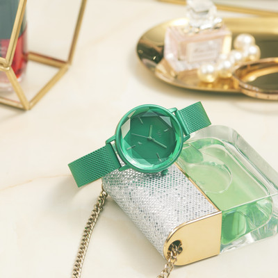 Fastrack Vyb Aurora Green Dial Green Strap Analog Watch  - For Women