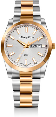 Mathey-Tissot H453RI Swiss Made Mathy I Day-Date Quartz White Dial Analog Watch  - For Men