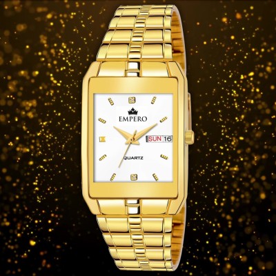 EMPERO EMPERO Square EMPERO Square White Dial With Gold Stainless Steel Analog Watch  - For Men