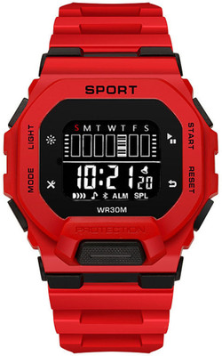 Trex 0601 Silicone Red Belt Semi Water&Shock Resistance Alarm,LED Light ,Stop Watch Digital Watch  - For Boys & Girls